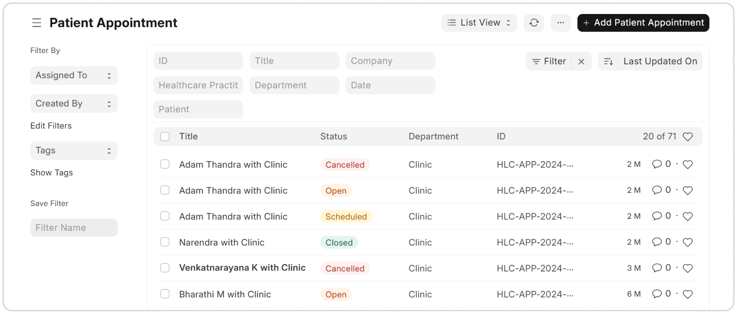 Screenshot project healthcare - healthcare-patient-appointment