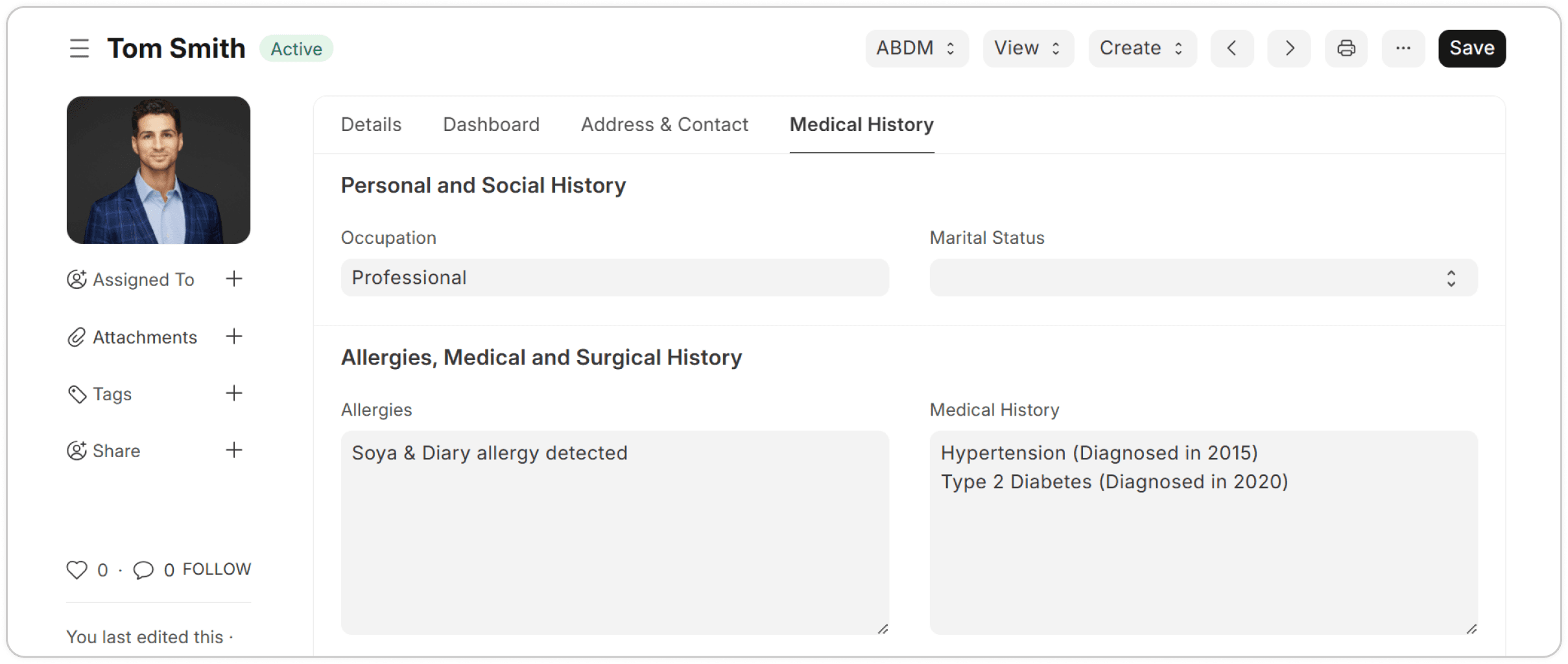 Screenshot project healthcare - patient-detail
