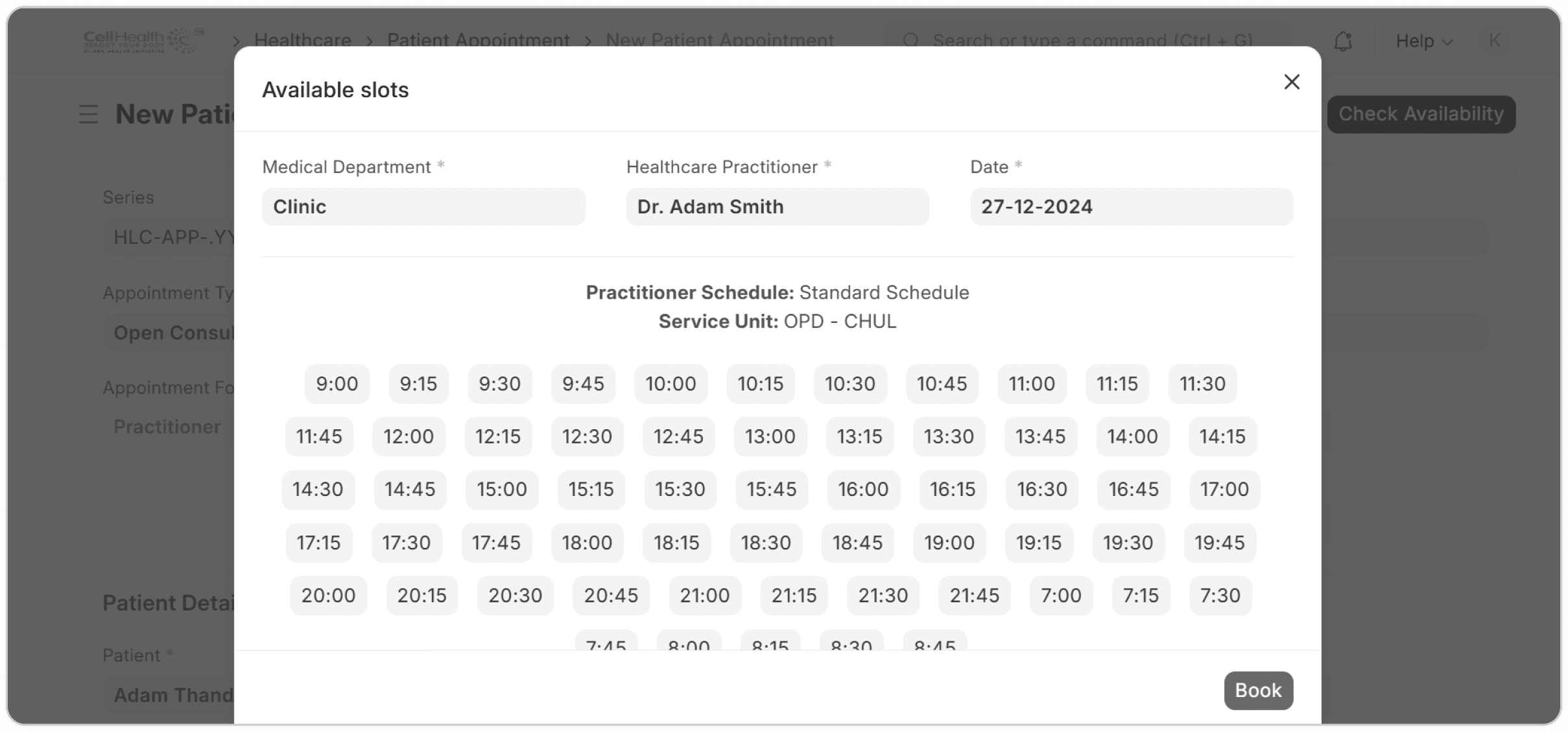 Screenshot project healthcare - patient-schedule