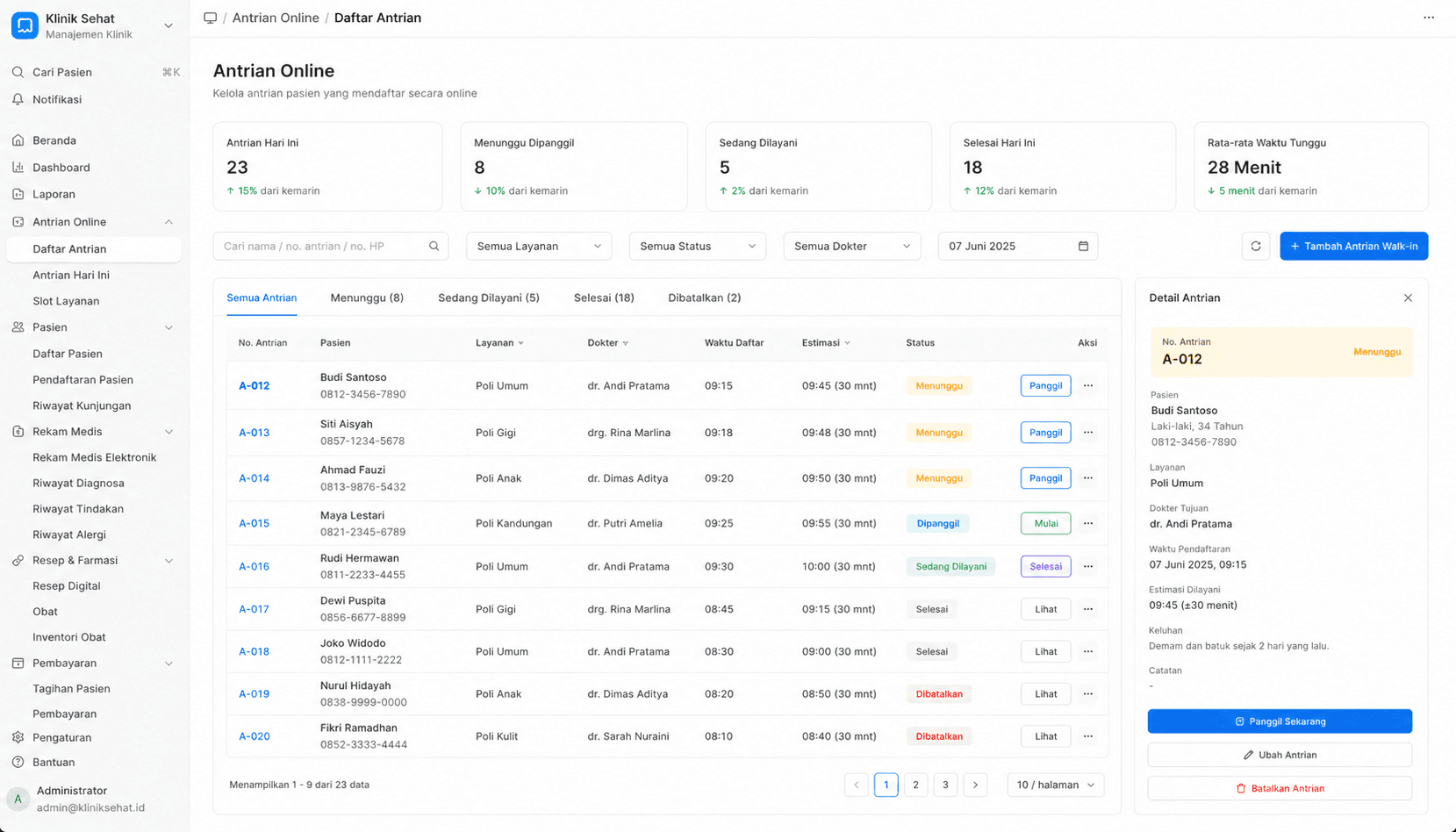 Screenshot project healthcare - rekam-medis-elektronik