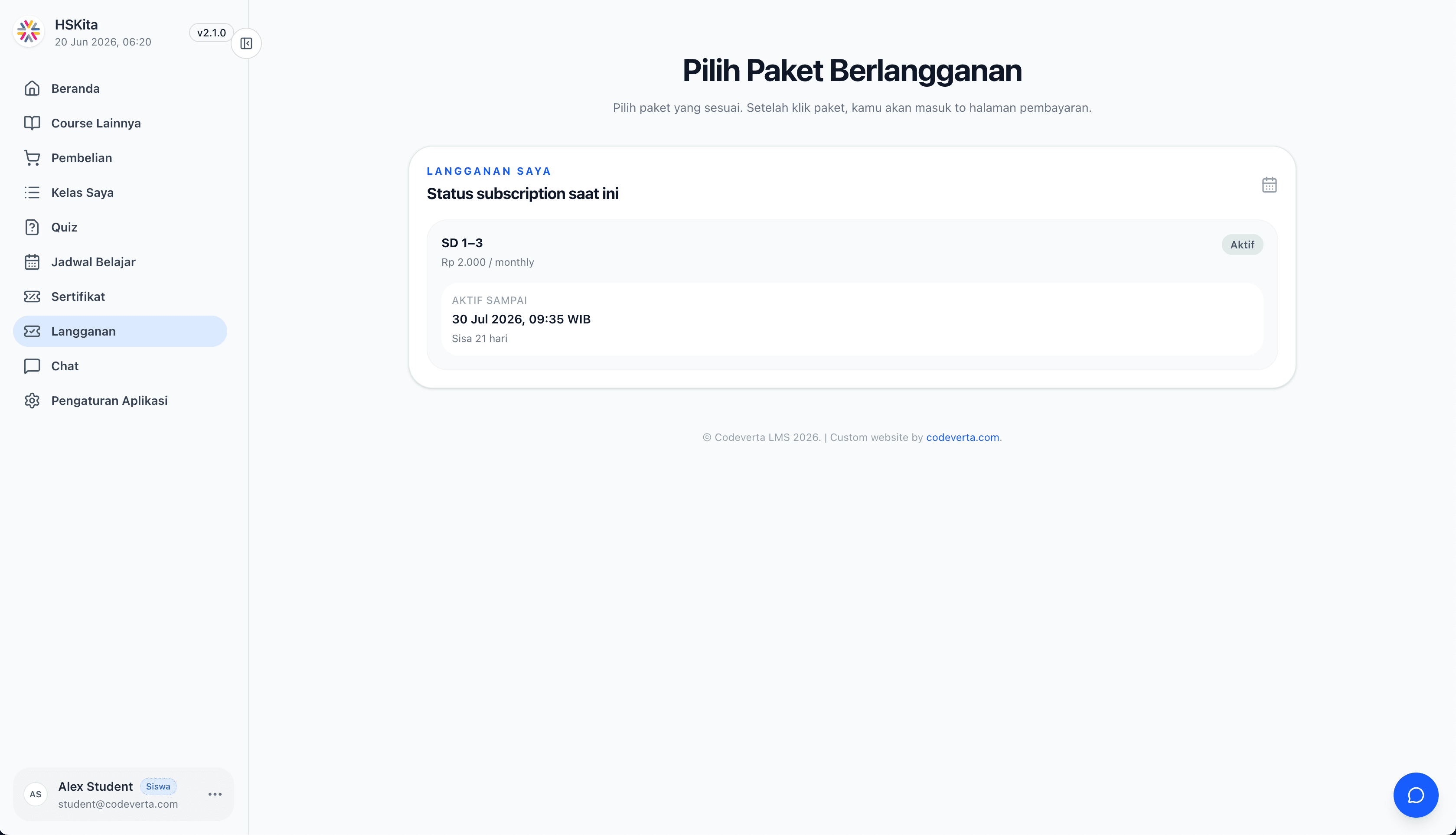 Screenshot project learning-management-system - subscriptions